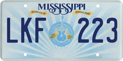 MS license plate LKF223
