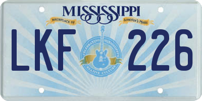 MS license plate LKF226