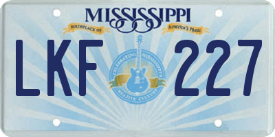MS license plate LKF227