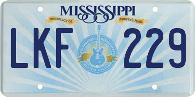 MS license plate LKF229