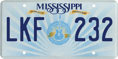 MS license plate LKF232