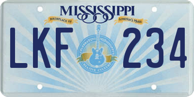 MS license plate LKF234