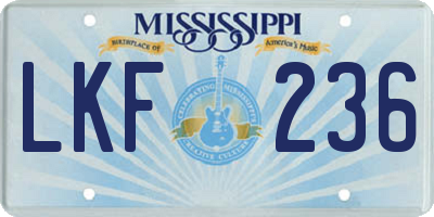 MS license plate LKF236
