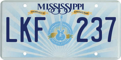 MS license plate LKF237