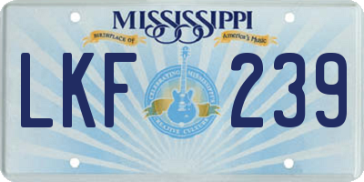 MS license plate LKF239
