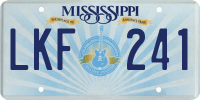 MS license plate LKF241