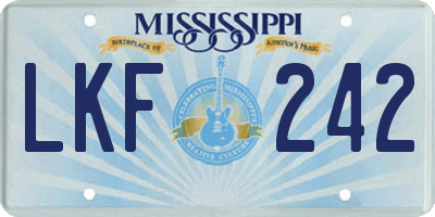 MS license plate LKF242