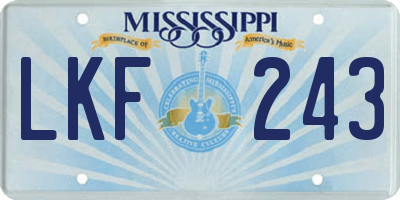 MS license plate LKF243