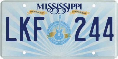MS license plate LKF244