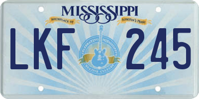 MS license plate LKF245