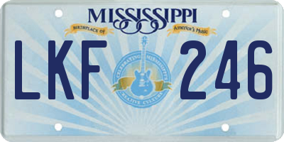 MS license plate LKF246