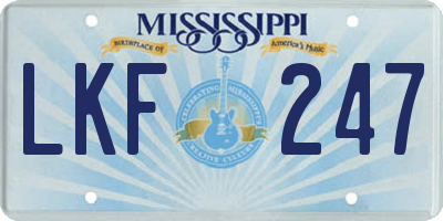 MS license plate LKF247