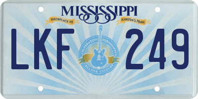 MS license plate LKF249