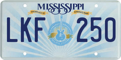 MS license plate LKF250