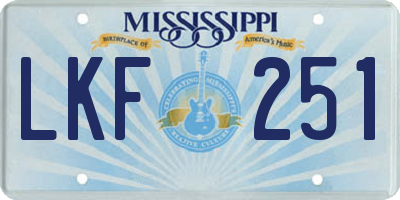 MS license plate LKF251