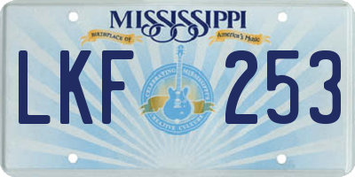MS license plate LKF253
