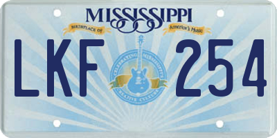 MS license plate LKF254