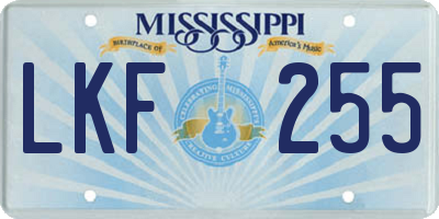 MS license plate LKF255