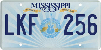 MS license plate LKF256
