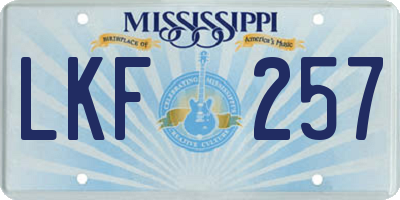 MS license plate LKF257
