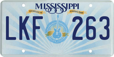MS license plate LKF263