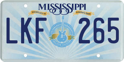 MS license plate LKF265