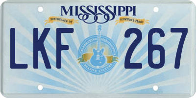 MS license plate LKF267