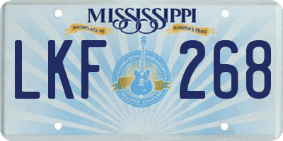 MS license plate LKF268