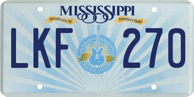 MS license plate LKF270