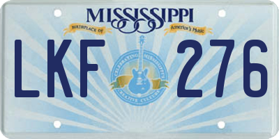 MS license plate LKF276