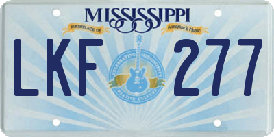 MS license plate LKF277