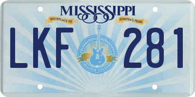 MS license plate LKF281