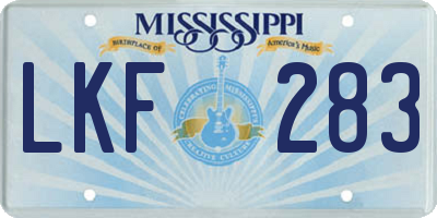 MS license plate LKF283