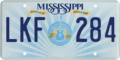 MS license plate LKF284