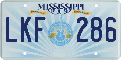 MS license plate LKF286