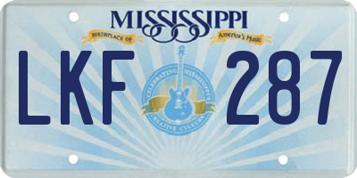 MS license plate LKF287