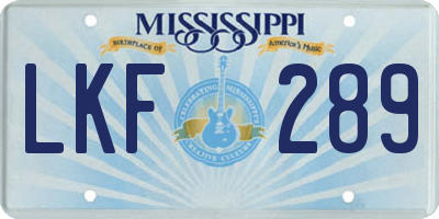 MS license plate LKF289