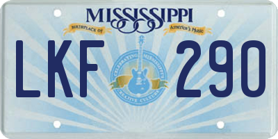 MS license plate LKF290