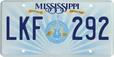 MS license plate LKF292