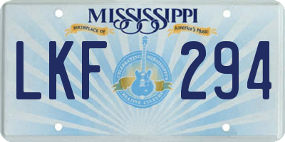 MS license plate LKF294