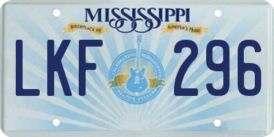MS license plate LKF296