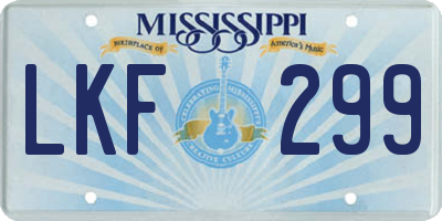 MS license plate LKF299