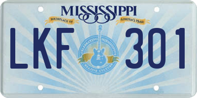 MS license plate LKF301