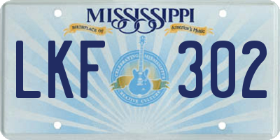 MS license plate LKF302