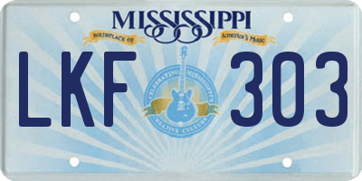 MS license plate LKF303