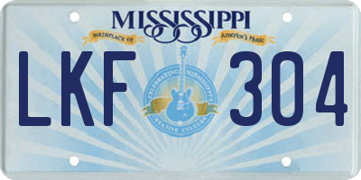 MS license plate LKF304
