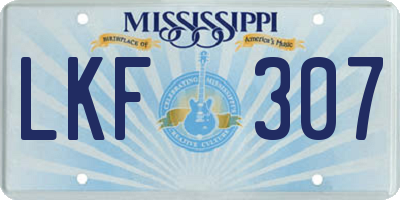 MS license plate LKF307