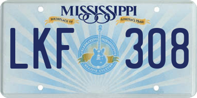 MS license plate LKF308