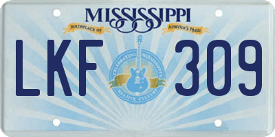 MS license plate LKF309