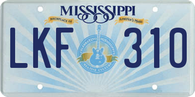 MS license plate LKF310